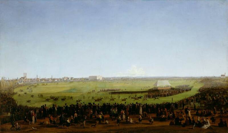 Wilhelm von Kobell: Das Pferderennen auf der Theresienwiese am 17. Oktober 1810, Öl auf Leinwand, 78,5 cm x 135,5 cm