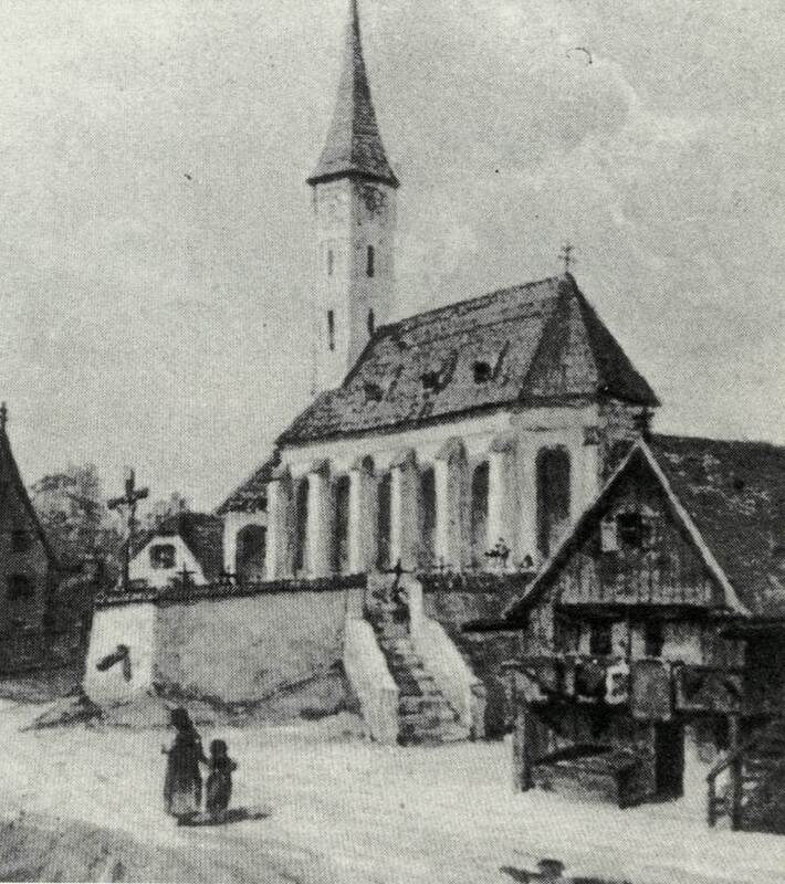 Die Alte Haidhauser Kirche, Aquarell von Joseph Puschkin