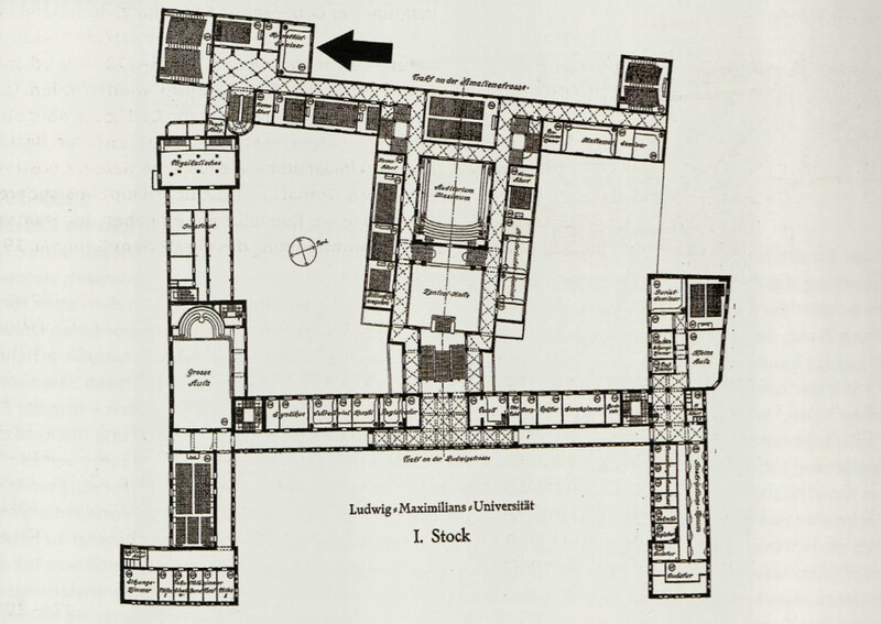 Grundriss des Ersten Stocks des Universitätshauptgebäudes