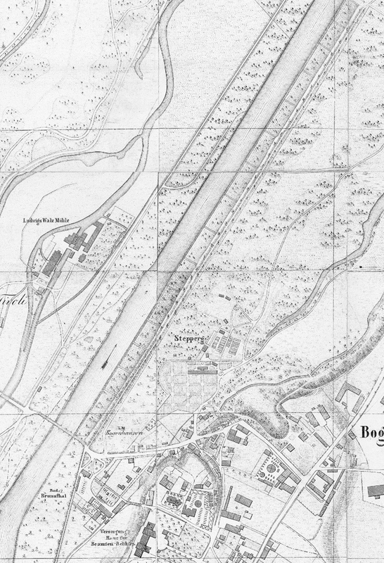 Plan der Königlichen Haupt- und Residenz-Stadt München. Neu bearbeitet von Joseph Heyberger, Lithografie, 1865, Detail