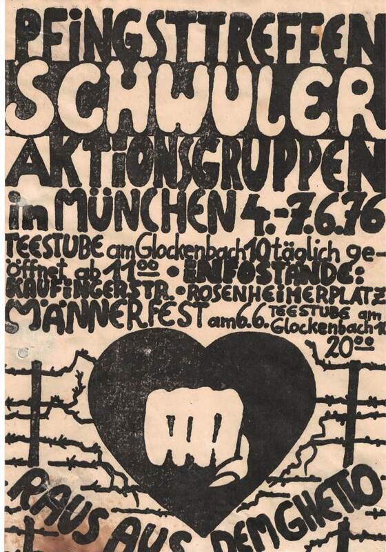 Plakat des Pfingsttreffens schwuler Aktionsgruppen, 1976